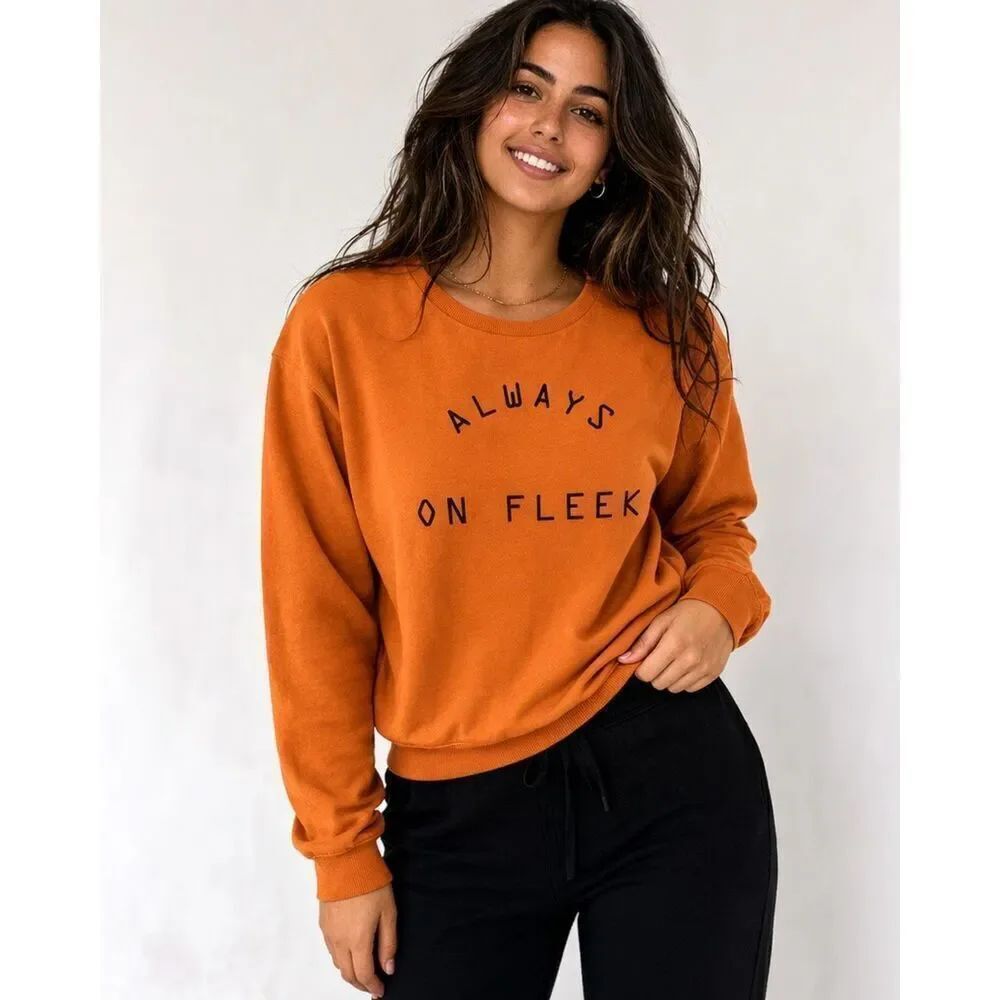 H&M Divided Always On Fleek Orange Crewneck Sweatshirt M